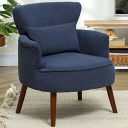 HOMCOM Modern Blue Upholstered Accent Armchair Chair - Size: Single - Wilko