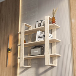 Decorotika Suno 3 Shelf Traverter Wall Mounted Display Unit - Size: 90 x 90 x 25.6cm - Cream - Wilko - thumbnail 4