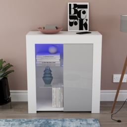 Vida Designs Azura Single Door White and Grey Sideboard with LED - Size: 35 x 75 x 83cm - Wilko - thumbnail 7