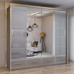 Sliding Wardrobes 4U 2 Sliding Door Grey Modern High Gloss Mirrored Wardrobe 203cm - Size: 2 Door - Wilko - thumbnail 1