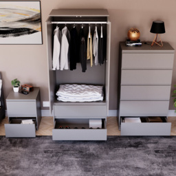 VIDA DESIGNS Denver Grey 3 Piece Bedroom Furniture Set - Wilko - thumbnail 5