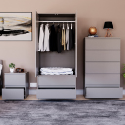 VIDA DESIGNS Denver Grey 3 Piece Bedroom Furniture Set - Wilko - thumbnail 3