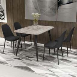 Core Products Aspen 4 Seater Rectangular Dining Set Grey Oak and Black - Multi - Wilko