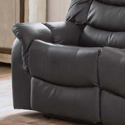 Almeira 3 Seater Grey Bonded Leather Recliner Sofa - Artemis Home - Wilko - thumbnail 4