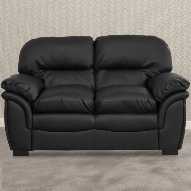 Leverton 2 Seater Black Bonded Leather Sofa - Artemis Home - Wilko - image 1