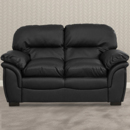 Leverton 2 Seater Black Bonded Leather Sofa - Artemis Home - Wilko
