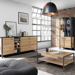 Florence High Rock Single Drawer Matt Black and Riviera Oak Coffee Table - Size: 60 x 110 x 40cm - Brown - Furniture to Go - Wilko - thumbnail 7