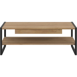 Florence High Rock Single Drawer Matt Black and Riviera Oak Coffee Table - Size: 60 x 110 x 40cm - Brown - Furniture to Go - Wilko - thumbnail 4