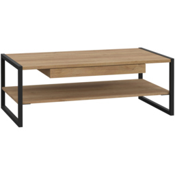 Florence High Rock Single Drawer Matt Black and Riviera Oak Coffee Table - Size: 60 x 110 x 40cm - Brown - Furniture to Go - Wilko - thumbnail 3