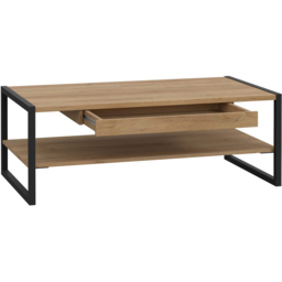 Florence High Rock Single Drawer Matt Black and Riviera Oak Coffee Table - Size: 60 x 110 x 40cm - Brown - Furniture to Go - Wilko - thumbnail 5