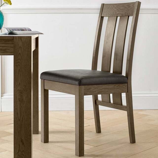Bentley Designs Turin Set of 2 Dark Oak Old West Vintage Slatted Back Chair - Size: 98 x 47 x 58cm - Brown - Wilko - image 1