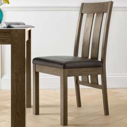 Bentley Designs Turin Set of 2 Dark Oak Old West Vintage Slatted Back Chair - Size: 98 x 47 x 58cm - Brown - Wilko