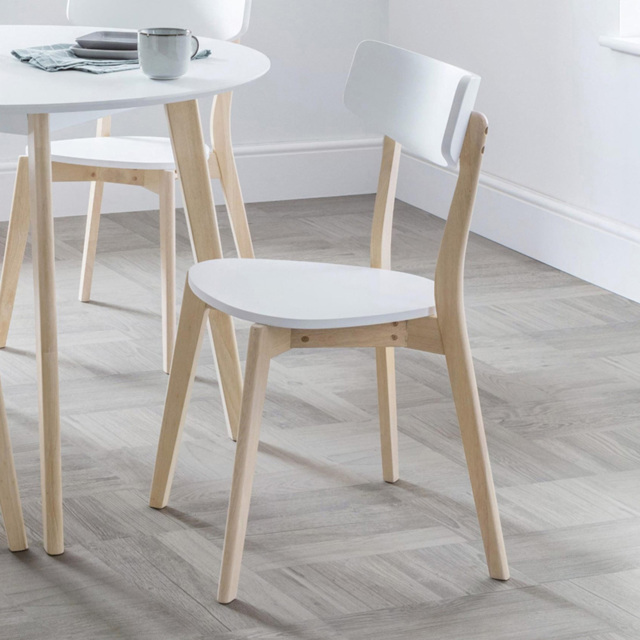 Julian Bowen Casa Set of 2 White and Oak Dining Chairs - White/Oak - Wilko - image 1