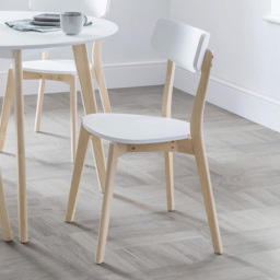 Julian Bowen Casa Set of 2 White and Oak Dining Chairs - White/Oak - Wilko