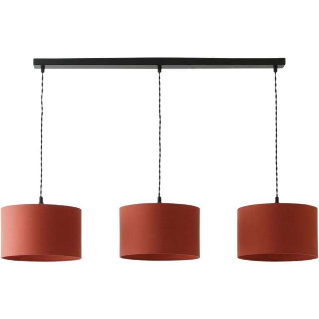 ValueLights Reni Rust Drum Shade 3 Drop Bar Matte Black Diner LED Ceiling Light - Size: 123.5 x 98 x 25cm - Wilko - image 1