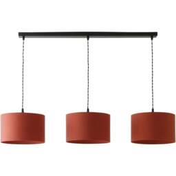 ValueLights Reni Rust Drum Shade 3 Drop Bar Matte Black Diner LED Ceiling Light - Size: 123.5 x 98 x 25cm - Wilko - thumbnail 1