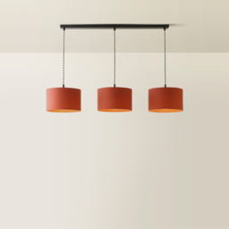 ValueLights Reni Rust Drum Shade 3 Drop Bar Matte Black Diner LED Ceiling Light - Size: 123.5 x 98 x 25cm - Wilko - thumbnail 6