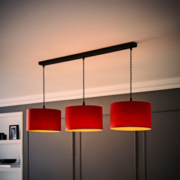 ValueLights Reni Rust Drum Shade 3 Drop Bar Matte Black Diner LED Ceiling Light - Size: 123.5 x 98 x 25cm - Wilko - thumbnail 7