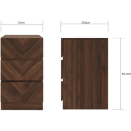 GFW Catania 3 Drawer Royal Walnut Wooden Bedside Table - Brown - Wilko - thumbnail 7