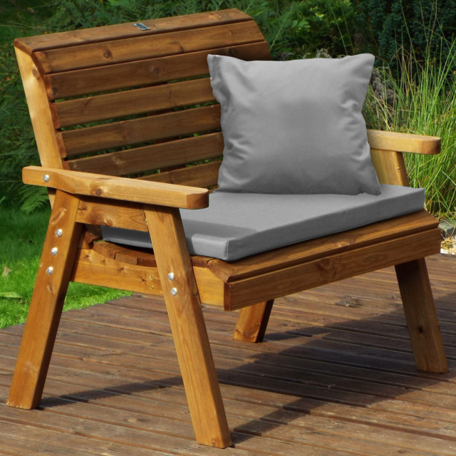 Charles Taylor 2 Seater Traditional Bench with Grey Cushions - Size: 118 x 74 x 98cm - Wilko - image 1
