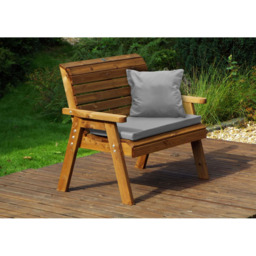 Charles Taylor 2 Seater Traditional Bench with Grey Cushions - Size: 118 x 74 x 98cm - Wilko - thumbnail 3