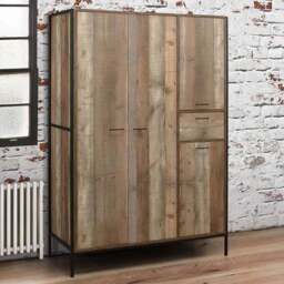 Urban 4 Door Single Drawer Brown Wardrobe - Size: 4 Door, Single Drawer - Birlea - Wilko - thumbnail 1