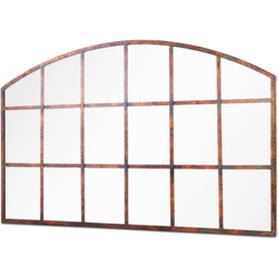 MirrorOutlet Kirkby Metal Arched Window Garden Mirror 90 x 56cm - Size: 90 x 56 x 3cm - Brown - Wilko