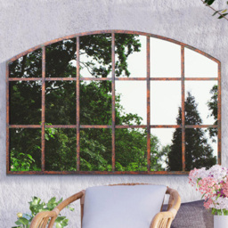 MirrorOutlet Kirkby Metal Arched Window Garden Mirror 90 x 56cm - Size: 90 x 56 x 3cm - Brown - Wilko - thumbnail 3