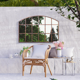 MirrorOutlet Kirkby Metal Arched Window Garden Mirror 90 x 56cm - Size: 90 x 56 x 3cm - Brown - Wilko - thumbnail 4