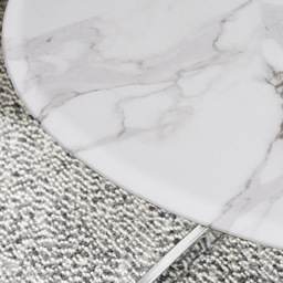 Furniturebox Arona Round White Marble Effect Glass Coffee Table with Silver Legs - Size: 90 x 90 x 45cm - Wilko - thumbnail 3