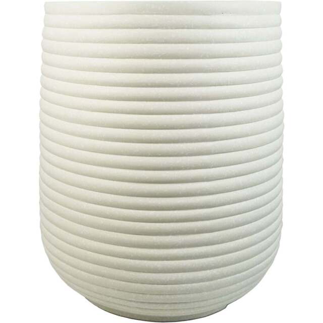 Leaf Mikos White Ridged Composite Planter 46 x 40cm - Size: 46 x 40 x 40cm - Wilko - image 1