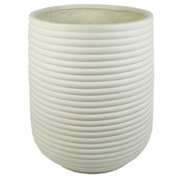 Leaf Mikos White Ridged Composite Planter 46 x 40cm - Size: 46 x 40 x 40cm - Wilko - thumbnail 4