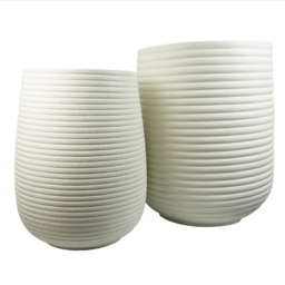 Leaf Mikos White Ridged Composite Planter 46 x 40cm - Size: 46 x 40 x 40cm - Wilko - thumbnail 7