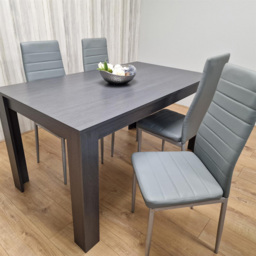 Kosy Koala 4 Seater Faux Leather Arrow Design Dining Set Charcoal and Grey - Portland - Wilko - thumbnail 5