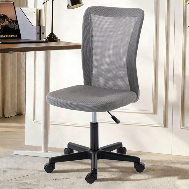 Vinsetto Grey Adjustable Armless Swivel Office Chair - Size: 97 x 43 x 54cm - Wilko - image 1