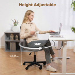Vinsetto Grey Adjustable Armless Swivel Office Chair - Size: 97 x 43 x 54cm - Wilko - thumbnail 5