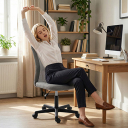 Vinsetto Grey Adjustable Armless Swivel Office Chair - Size: 97 x 43 x 54cm - Wilko - thumbnail 6
