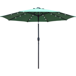 GlamHaus Green LED Tilting Garden Parasolwith Crank Handle 2.7m - Wilko - thumbnail 1