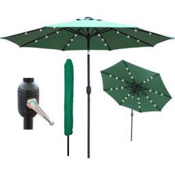 GlamHaus Green LED Tilting Garden Parasolwith Crank Handle 2.7m - Wilko - thumbnail 4