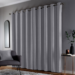 Enhanced Living Goodwood Silver Embossed Wave Thermal Eyelet Curtain 168 x 137cm - Wilko - thumbnail 5
