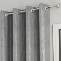 Enhanced Living Goodwood Silver Embossed Wave Thermal Eyelet Curtain 168 x 137cm - Wilko - thumbnail 4