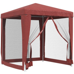 vidaXL 2 x 2m Red Party Tent with 4 Mesh Sidewalls - Wilko - thumbnail 3