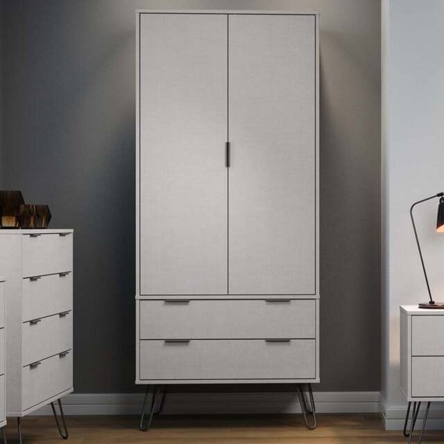 Augusta Grey 2 Door 2 Drawer Wardrobe - Size: 2 Door, 2 Drawer - Wilko - image 1