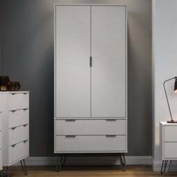 Augusta Grey 2 Door 2 Drawer Wardrobe - Size: 2 Door, 2 Drawer - Wilko - thumbnail 1