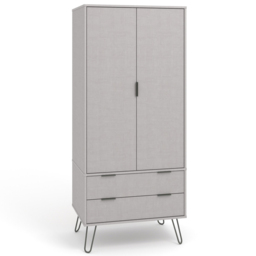 Augusta Grey 2 Door 2 Drawer Wardrobe - Size: 2 Door, 2 Drawer - Wilko - thumbnail 4
