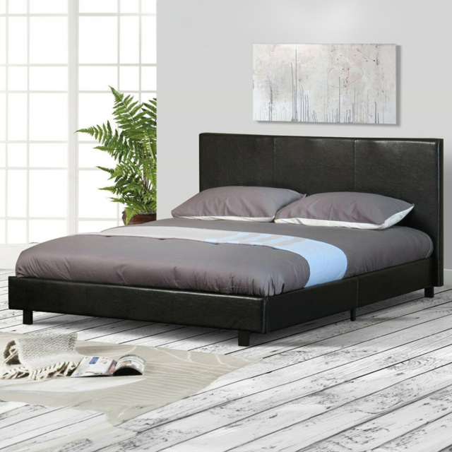 Brooklyn Double Black Faux Leather Ottoman Bed - Wilko - image 1