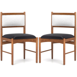 Costway Set of 2 Walnut Wooden Dining Chair with Padded Seat - Size: 51 x 48 x 85cm - Brown - Wilko - thumbnail 3