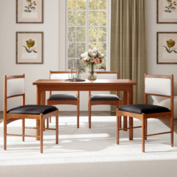 Costway Set of 2 Walnut Wooden Dining Chair with Padded Seat - Size: 51 x 48 x 85cm - Brown - Wilko - thumbnail 4