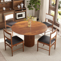 Costway Set of 2 Walnut Wooden Dining Chair with Padded Seat - Size: 51 x 48 x 85cm - Brown - Wilko - thumbnail 5