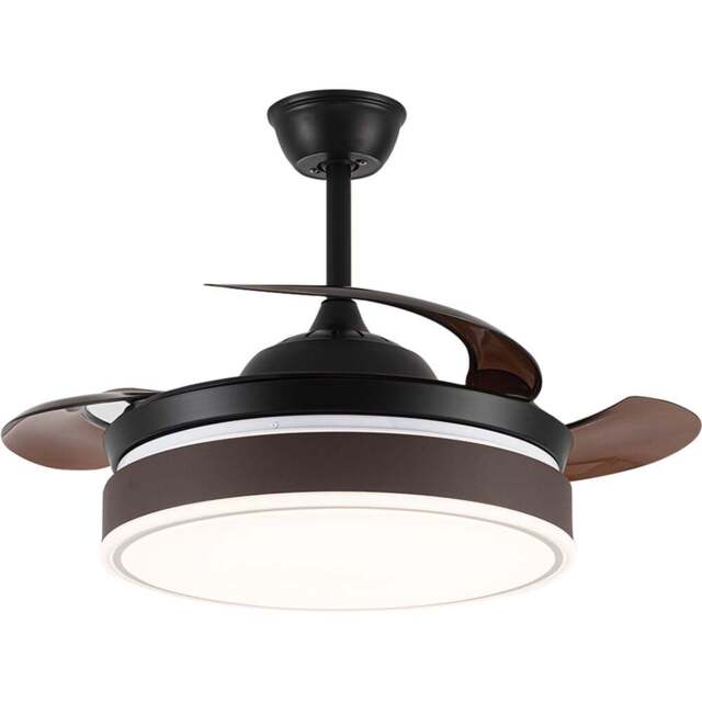 Living and Home Brown Round Ceiling Fan with Light and Remote - Size: 35 x 107 x 107cm - Wilko - image 1